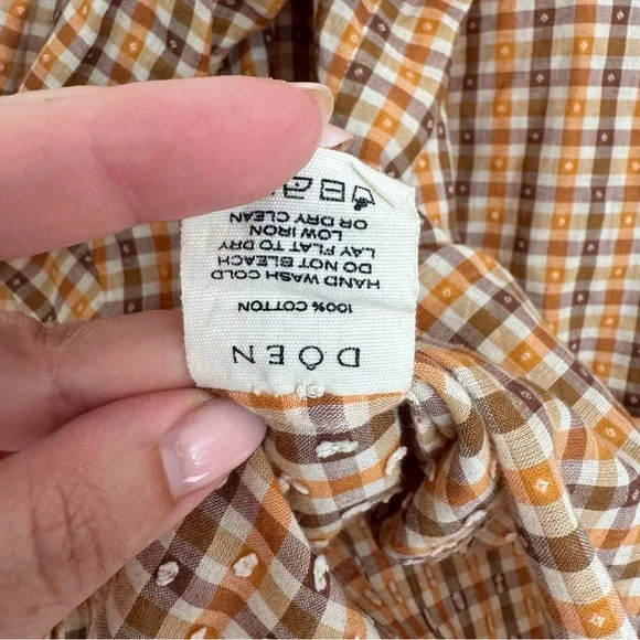 DOEN Scarlet Blouse Orange Meringue Plaid
Cotton Top Blouse - Picture 7 of 8